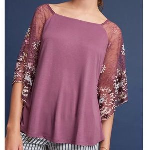 Anthropologie Akemi + Kin Lavender Callista Embroidered Top - Size L